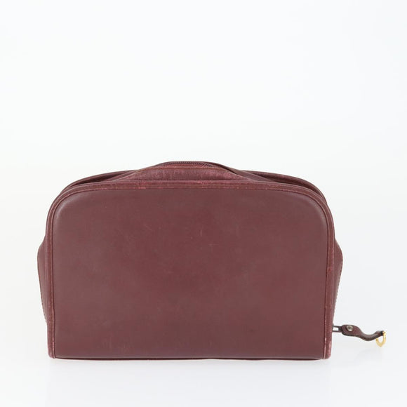 CARTIER Must Line Bag Leather 2 Set Bordeaux Beige Auth 162212