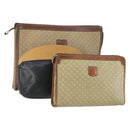 CELINE Macadam Canvas Bag PVC Leather 3 Set Black Beige Auth 162215-1