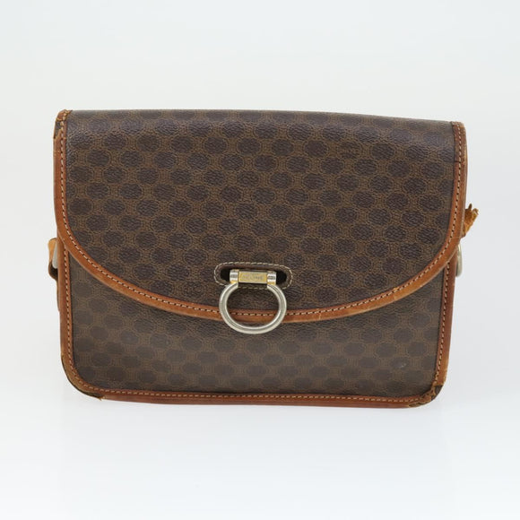 CELINE Macadam Canvas Bag PVC Suede 3 Set Brown Beige Auth 162216