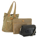 GUCCI GG Canvas Micro GG Supreme Bag Canvas PVC Suede 3 Set Beige Auth 162218-1