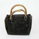 GUCCI Bamboo Shoulder Bag Leather Canvas Suede 3 Set Black Brown Auth 162219-10