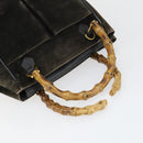 GUCCI Bamboo Shoulder Bag Leather Canvas Suede 3 Set Black Brown Auth 162219-12