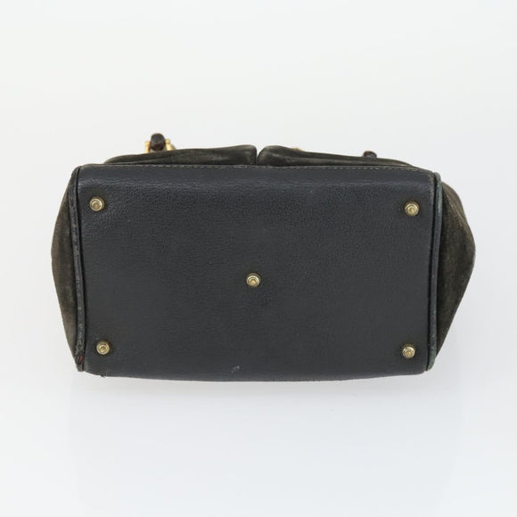 GUCCI Bamboo Shoulder Bag Leather Canvas Suede 3 Set Black Brown Auth 162219