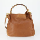 GUCCI Bamboo Shoulder Bag Leather Canvas Suede 3 Set Black Brown Auth 162219-2