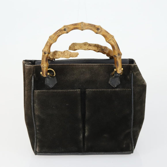 GUCCI Bamboo Shoulder Bag Leather Canvas Suede 3 Set Black Brown Auth 162219