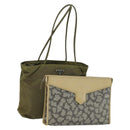 SAINT LAURENT PRADA Bag Nylon PVC 2 Set Gray Khaki Auth 162220-1