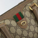 GUCCI GG Supreme Web Sherry Line Hand Bag PVC Beige 116 02 006 Auth 162248-15