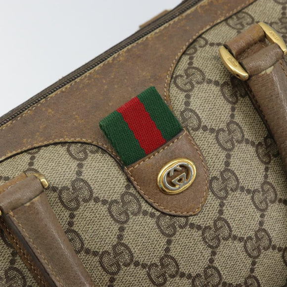 GUCCI GG Supreme Web Sherry Line Hand Bag PVC Beige 116 02 006 Auth 162248
