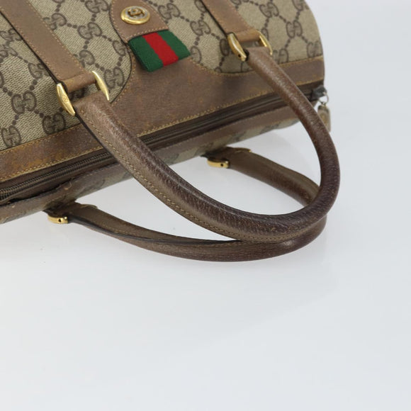 GUCCI GG Supreme Web Sherry Line Hand Bag PVC Beige 116 02 006 Auth 162248