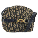 Christian Dior Trotter Canvas Shoulder Bag Navy Gold Auth 162249-1