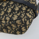 Christian Dior Trotter Canvas Shoulder Bag Navy Gold Auth 162249-10