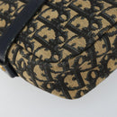Christian Dior Trotter Canvas Shoulder Bag Navy Gold Auth 162249-11