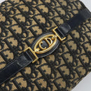 Christian Dior Trotter Canvas Shoulder Bag Navy Gold Auth 162249-14