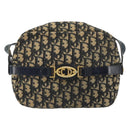 Christian Dior Trotter Canvas Shoulder Bag Navy Gold Auth 162249-2