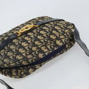 Christian Dior Trotter Canvas Shoulder Bag Navy Gold Auth 162249-6