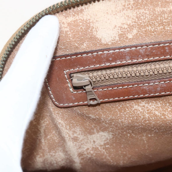 CELINE Macadam Canvas Handtas PVC Leer Bruin Goud Auth 162250
