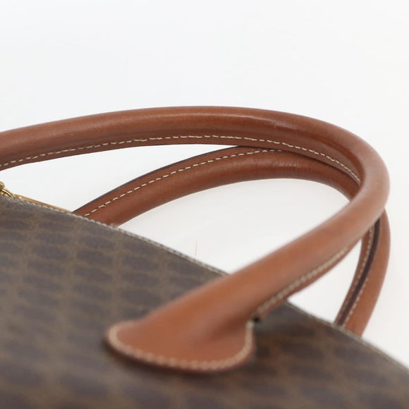 CELINE Macadam Canvas Handtas PVC Leer Bruin Goud Auth 162250