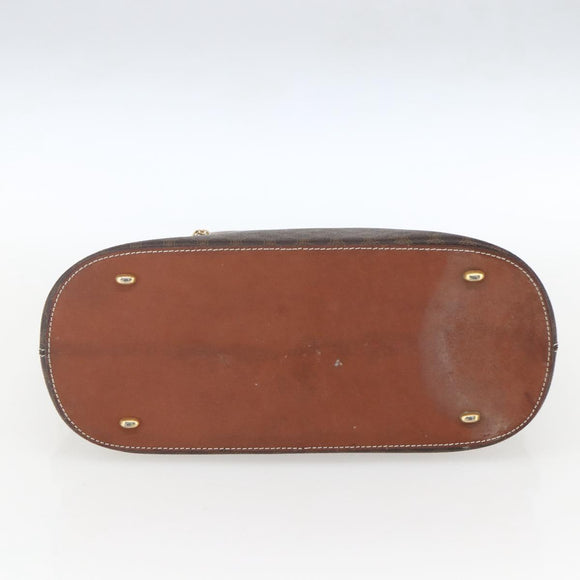CELINE Macadam Canvas Handtas PVC Leer Bruin Goud Auth 162250