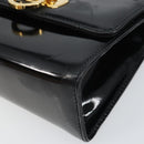 Salvatore Ferragamo Gancini Shoulder Bag Patent leather Black Gold Auth 162253-9