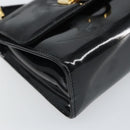 Salvatore Ferragamo Gancini Shoulder Bag Patent leather Black Gold Auth 162253-14