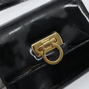 Salvatore Ferragamo Gancini Shoulder Bag Patent leather Black Gold Auth 162253-17