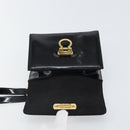 Salvatore Ferragamo Gancini Shoulder Bag Patent leather Black Gold Auth 162253-10