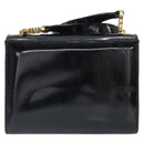 Salvatore Ferragamo Gancini Shoulder Bag Patent leather Black Gold Auth 162253-2