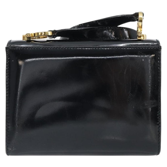 Salvatore Ferragamo Gancini Shoulder Bag Patent leather Black Gold Auth 162253