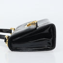 Salvatore Ferragamo Gancini Shoulder Bag Patent leather Black Gold Auth 162253-4