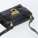 Salvatore Ferragamo Gancini Shoulder Bag Patent leather Black Gold Auth 162253-6