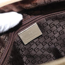 GUCCI Web Sherry Line Tote Bag Canvas Khaki Silver 019 0402 1705 Auth 162256-16