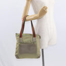 GUCCI Web Sherry Line Tote Bag Canvas Khaki Silver 019 0402 1705 Auth 162256-23