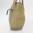 GUCCI Web Sherry Line Tote Bag Canvas Khaki Silver 019 0402 1705 Auth 162256-4
