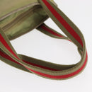 GUCCI Web Sherry Line Tote Bag Canvas Khaki Silver 019 0402 1705 Auth 162256-7