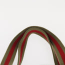 GUCCI Web Sherry Line Tote Bag Canvas Khaki Silver 019 0402 1705 Auth 162256-8