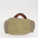 GUCCI Web Sherry Line Tote Bag Canvas Khaki Silver 019 0402 1705 Auth 162256-9