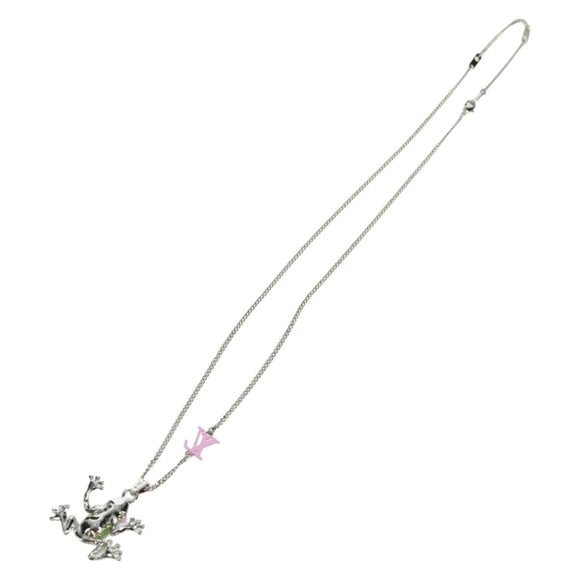 LOUIS VUITTON Collier LV Crazy Animals Necklace metal Silver MP3390 Auth 162264M