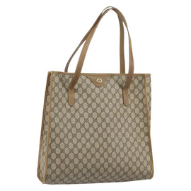 GUCCI GG Supreme Tote Bag PVC Beige Gold Auth 162303