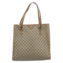 GUCCI GG Supreme Tote Bag PVC Beige Gold Auth 162303 - 0