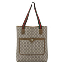 GUCCI GG Plus Supreme Web Sherry Line Tote Bag PVC Beige Gold Auth 162304-13