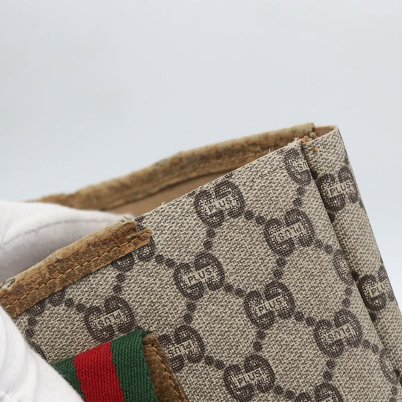 GUCCI GG Plus Supreme Web Sherry Line Tote Bag PVC Beige Gold Auth 162304