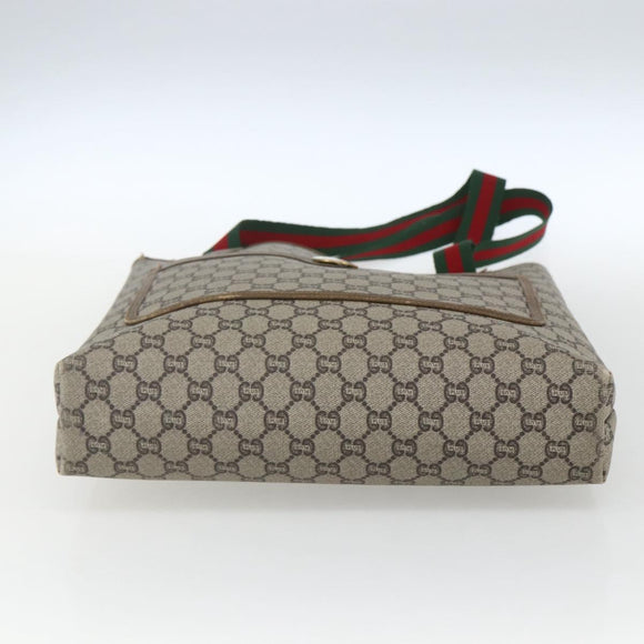 GUCCI GG Plus Supreme Web Sherry Line Tote Bag PVC Beige Gold Auth 162304