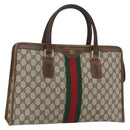 GUCCI GG Supreme Web Sherry Line Hand Bag PVC Beige Gold 010 378 Auth 162305-1