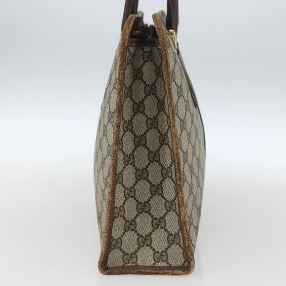 GUCCI GG Supreme Web Sherry Line Hand Bag PVC Beige Gold 010 378 Auth 162305
