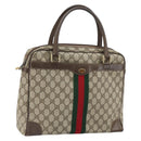 GUCCI GG Supreme Web Sherry Line Hand Bag PVC Beige 378 002 4466 Auth 162306-1