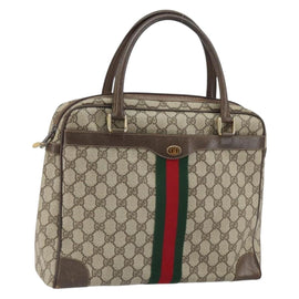 GUCCI GG Supreme Web Sherry Line Hand Bag PVC Beige 378 002 4466 Auth 162306