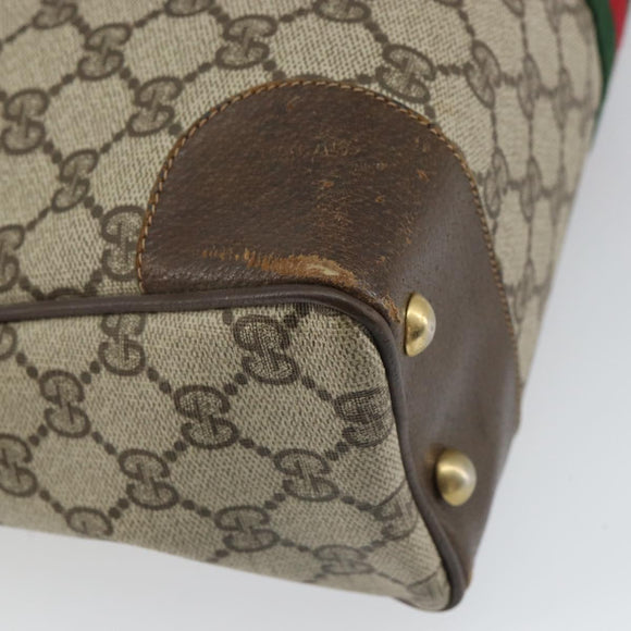 GUCCI GG Supreme Web Sherry Line Hand Bag PVC Beige 378 002 4466 Auth 162306