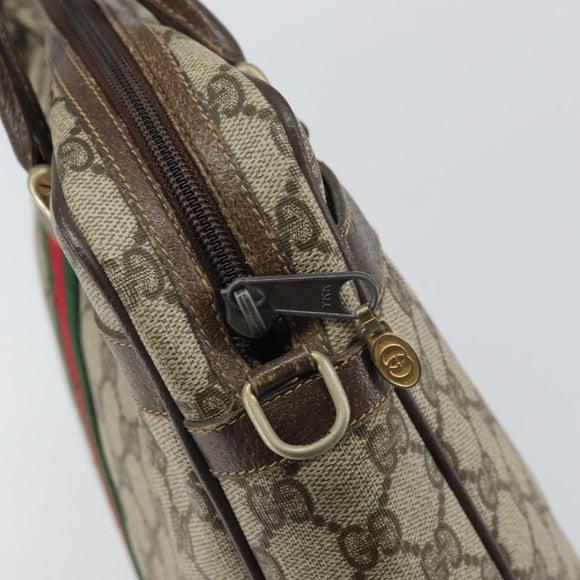 GUCCI GG Supreme Web Sherry Line Hand Bag PVC Beige 378 002 4466 Auth 162306