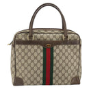 GUCCI GG Supreme Web Sherry Line Hand Bag PVC Beige 378 002 4466 Auth 162306-13