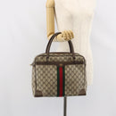 GUCCI GG Supreme Web Sherry Line Hand Bag PVC Beige 378 002 4466 Auth 162306-23